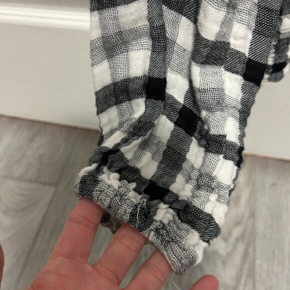 Women's Cloth & Stone Anthropologie Black/White Checked Cropped Top - SMALL - Picture 8 of 13